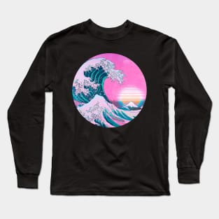 Vaporwave Aesthetic Great Wave Off Kanagawa Long Sleeve T-Shirt